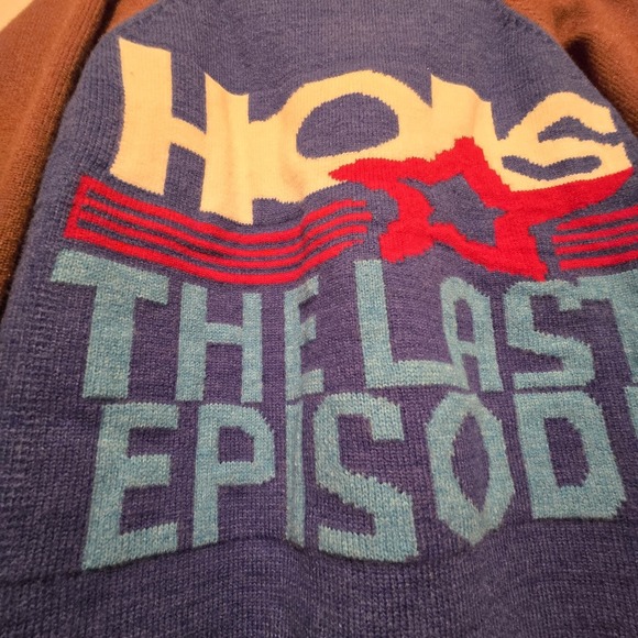 Ins Error Graphic Cardigan Sweater Men's Size MED Blue Brown Last Episode Heavy - Picture 11 of 11